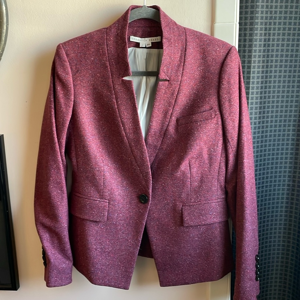 Veronica Beard Farley Dickey Jacket Berry Purple Size 8